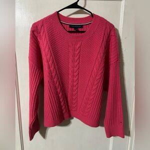 Tommy Hilfiger Women's Vibrant Pink Cable Sweater Size M